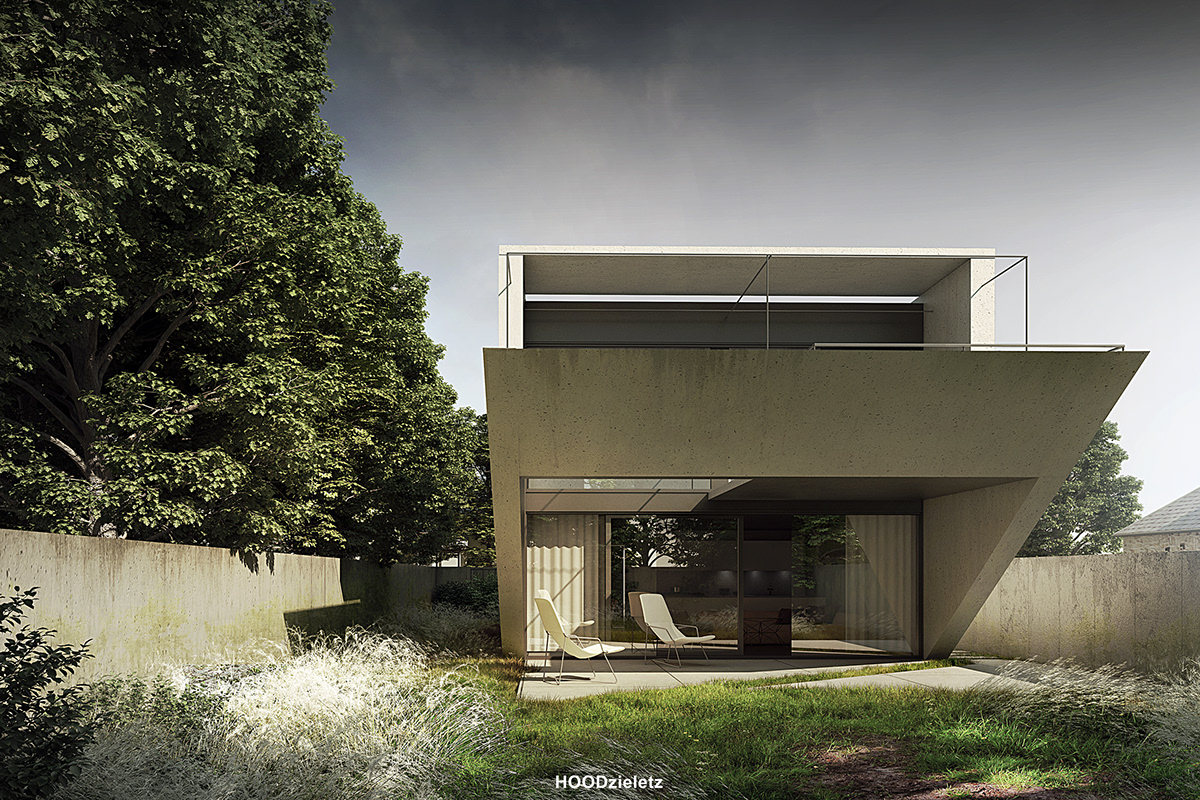 architecture Brutalism visualization V-ray adam spychała house modernism fiat 126 p