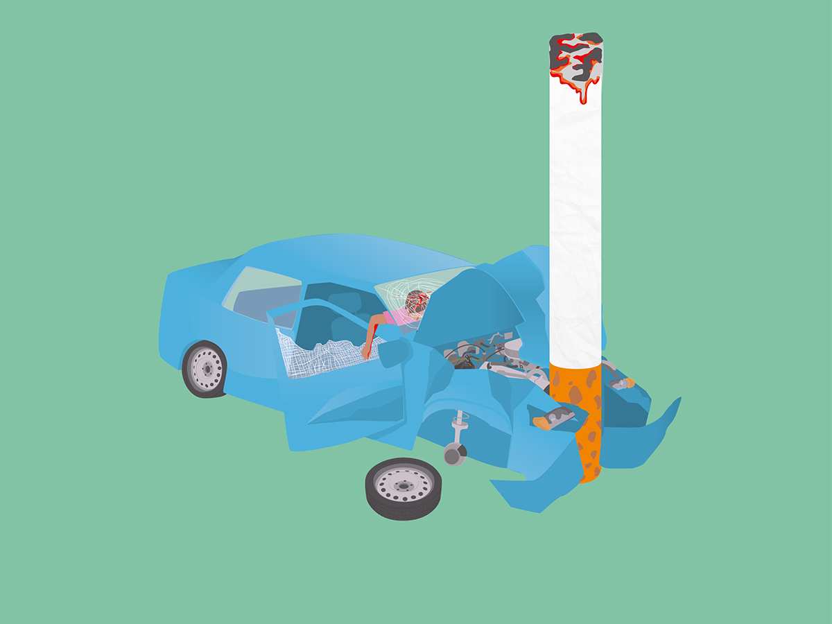 cigarette TABAC INFO SERVICE tobacco platane accident route traffic road car crash voiture publicité feu INPES