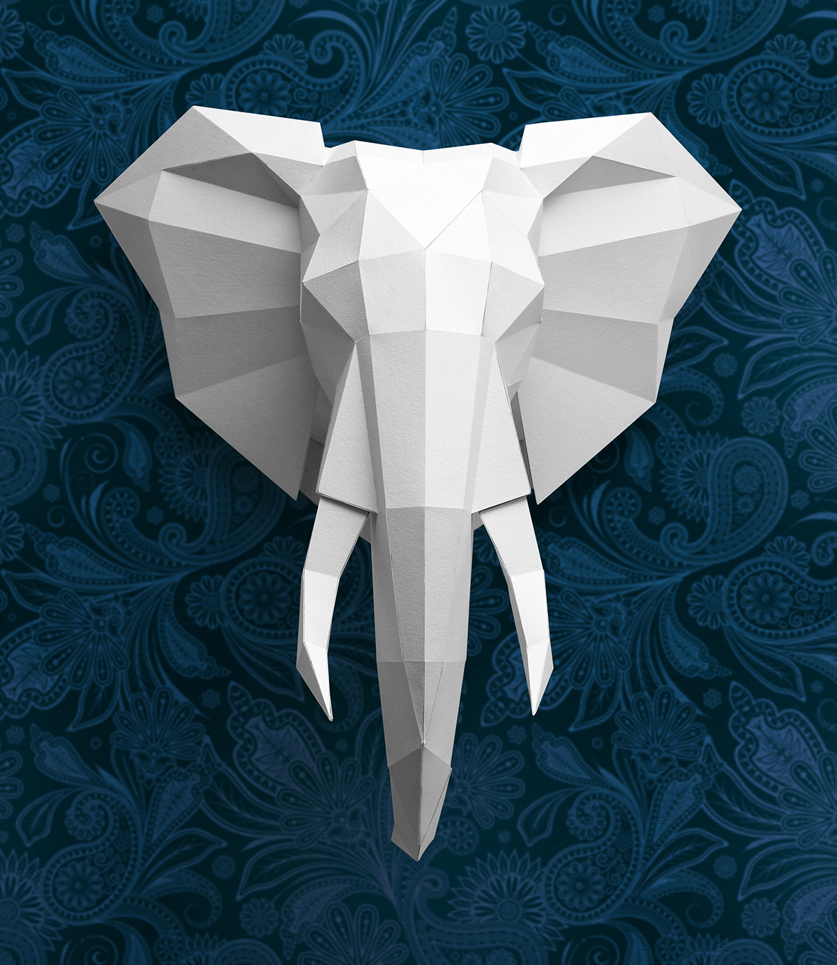 elephant paper origami  слон бумага скульптура интерьер полигоны polygonal грань flat 2D Pattern развёртка животные