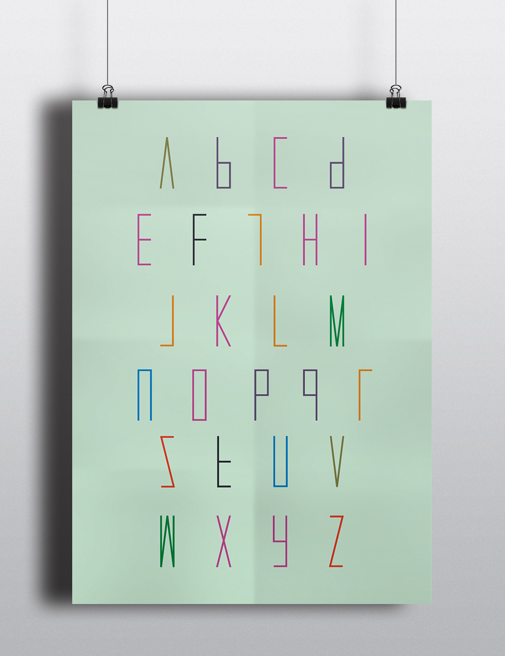 font type Typeface children colored poster art kid ABC alphabet learn teach Character set handmade