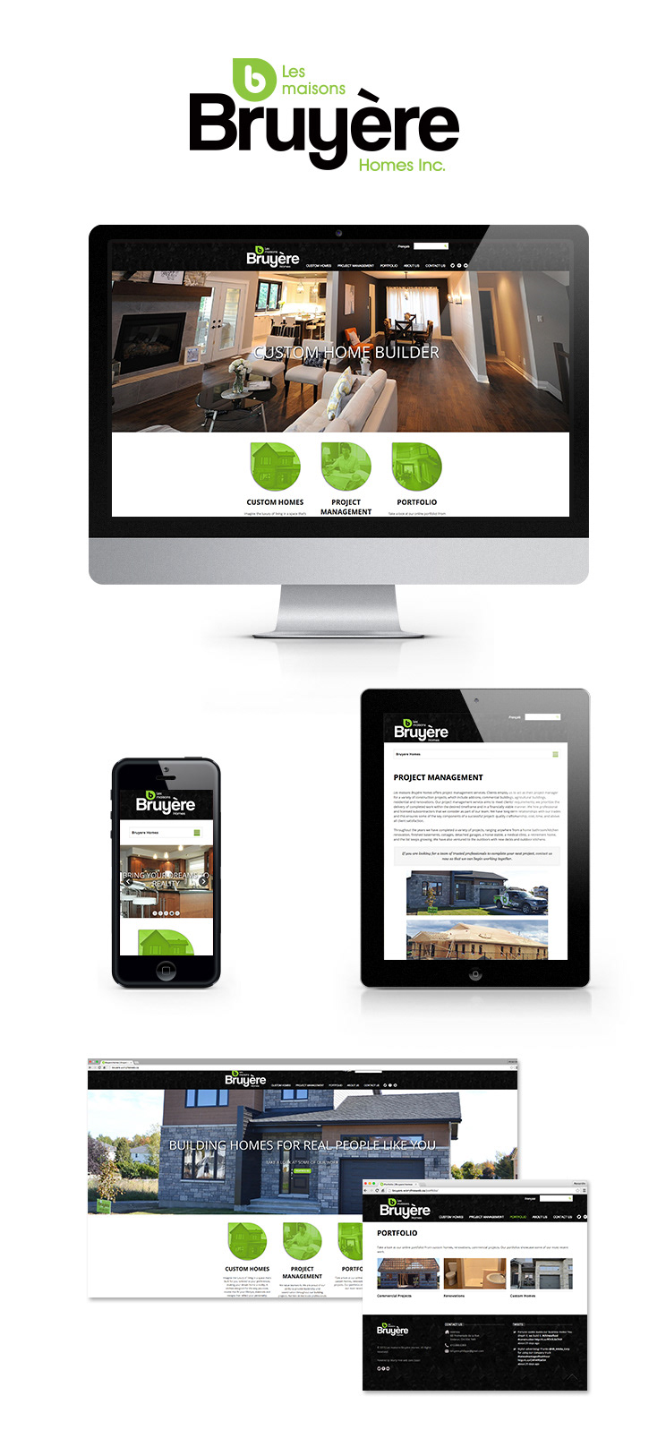 Webdesign ux UI wordpress green black homebuilder