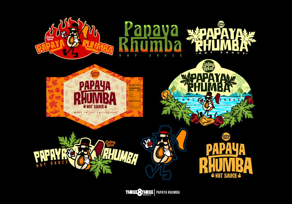branding  design Food  hotsauce ILLUSTRATION  Label logo Mockup packaging design papaya