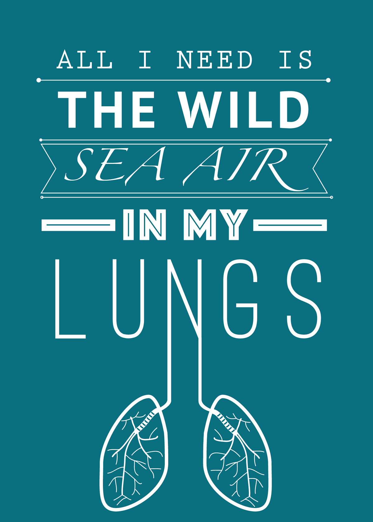 screenprint print wild sea air free green lungs design type