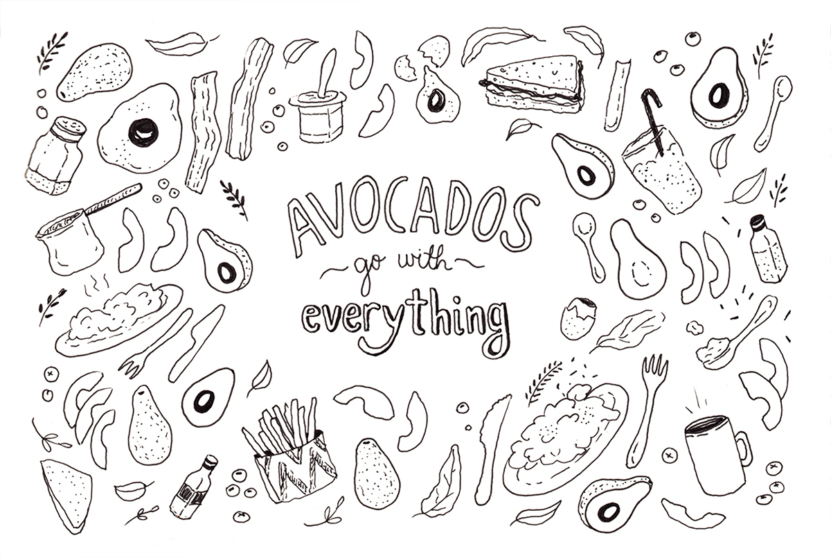 avocado Avocados avocado pattern illustration pattern food pattern avocado illustration doodles food doodles Doodle Pattern doodle illustration food
