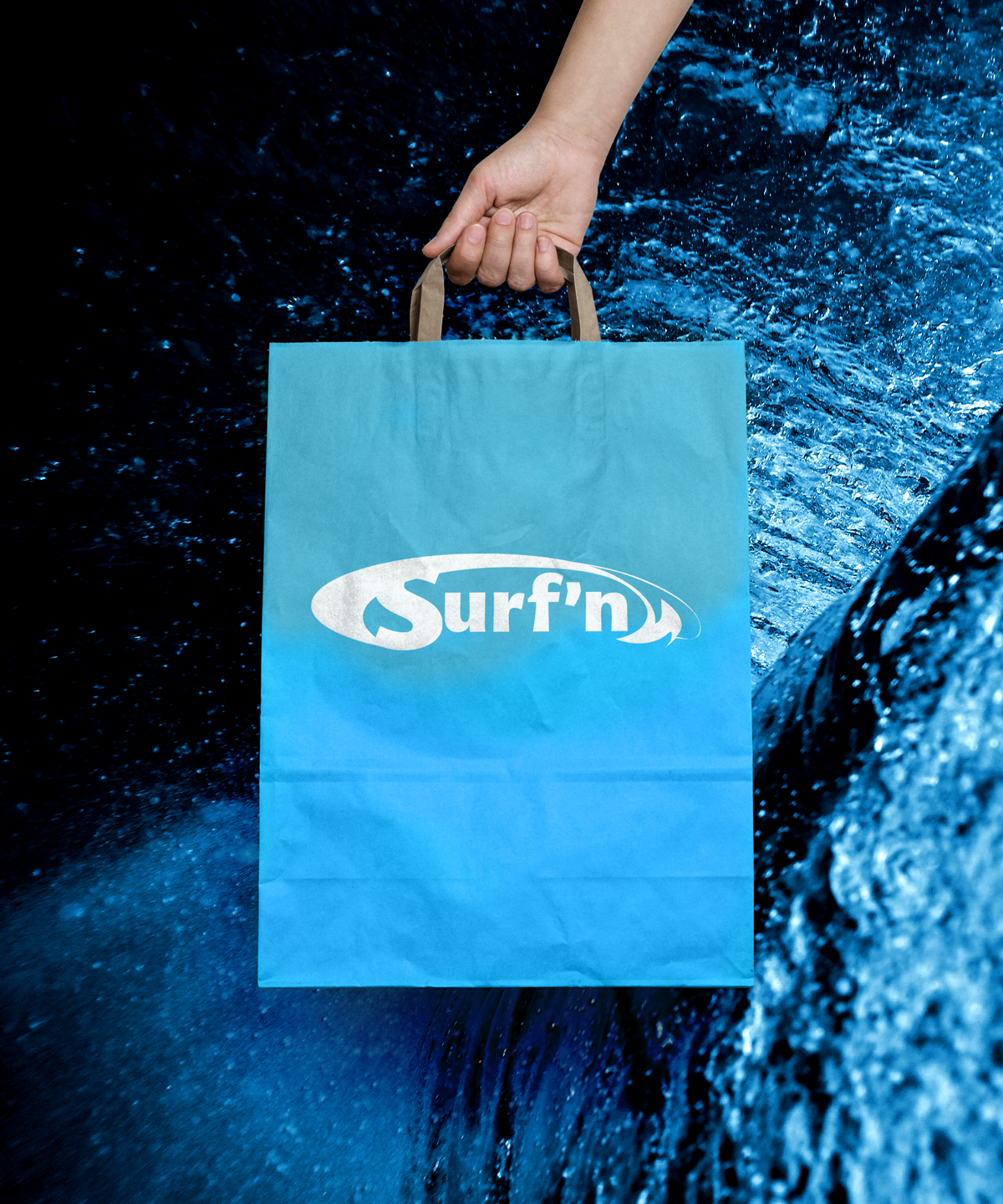 waves water surfing swimsuit apparel logo branding 