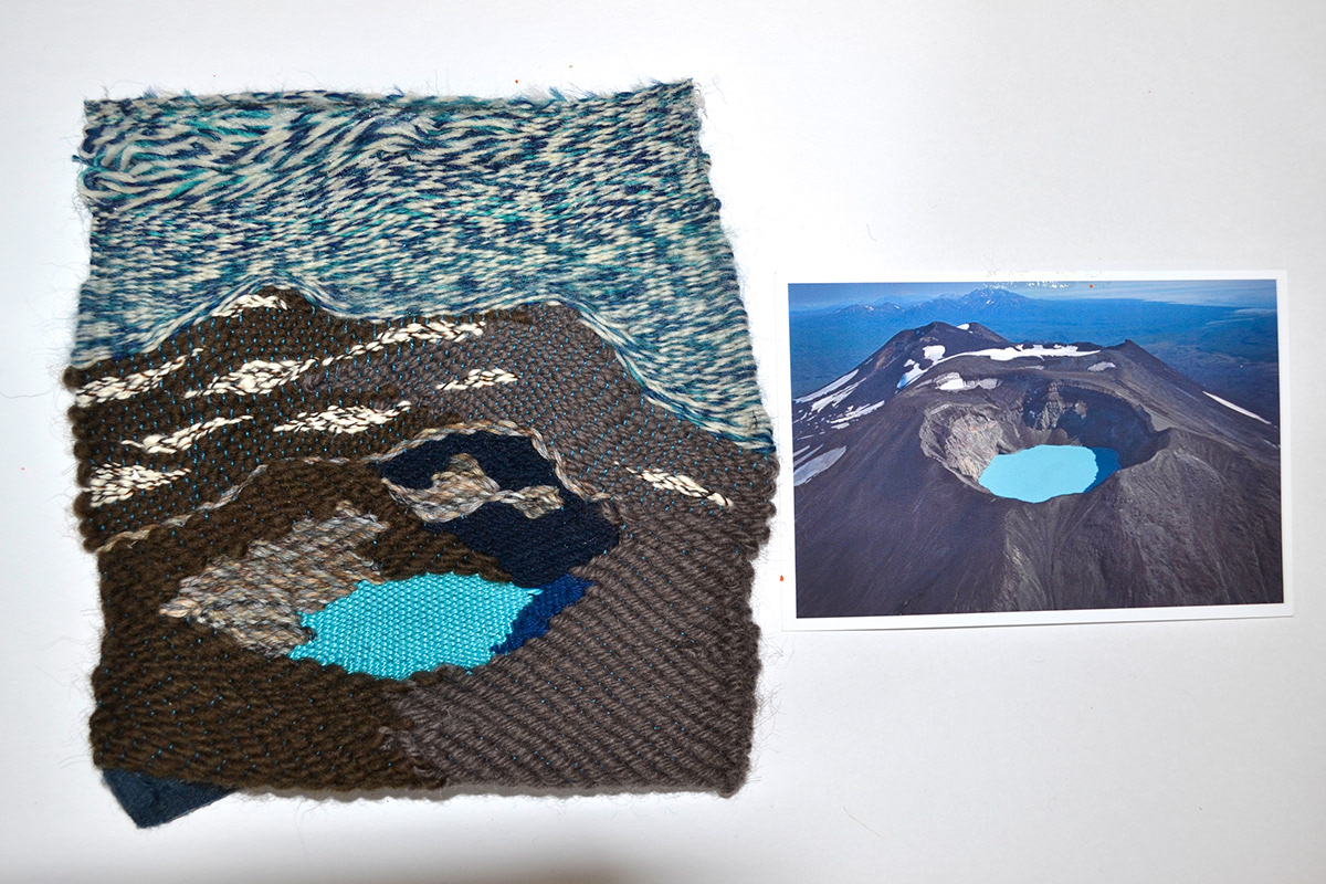 weaving loom Woven Landscape birds fiber fiber art textile samples fabric fabrics Textiles weave twill tapestry