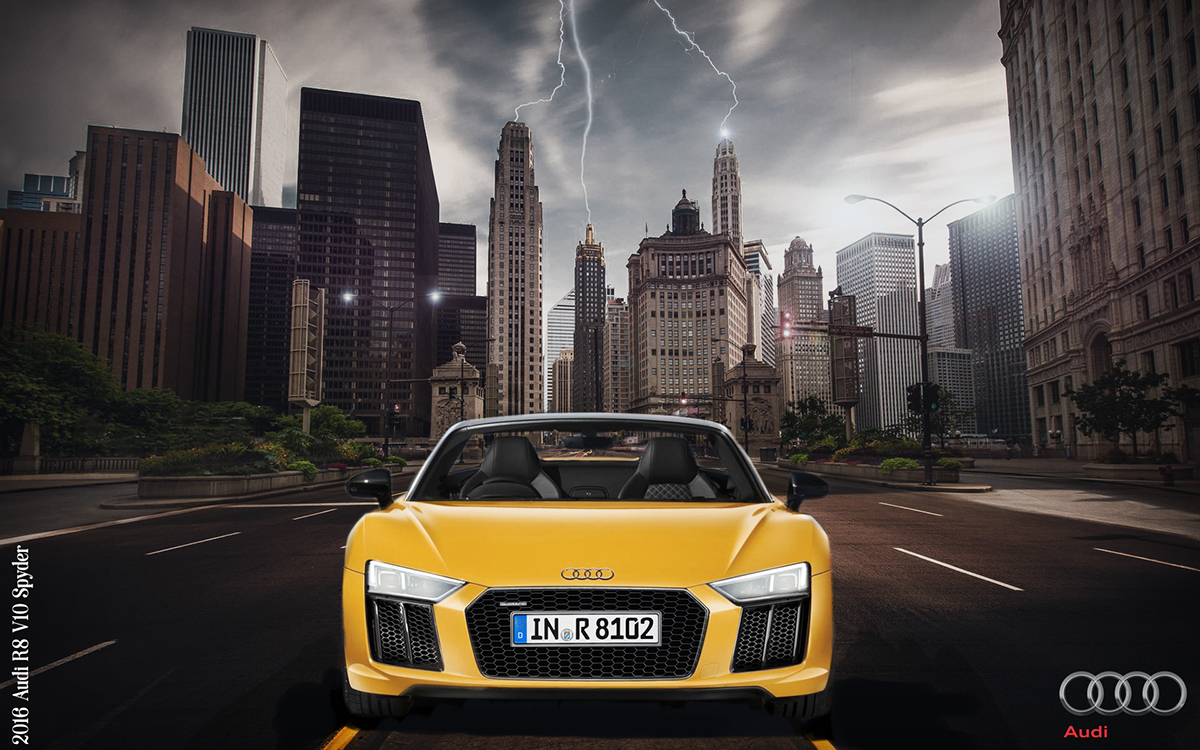 Audi R8 supercar New York graphic