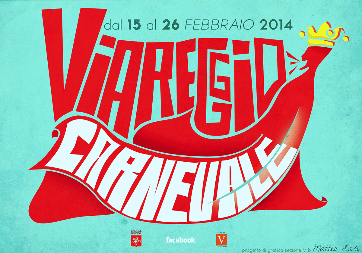 manifesto graphics Viareggio poster red happy Carnival Creativity test MAX