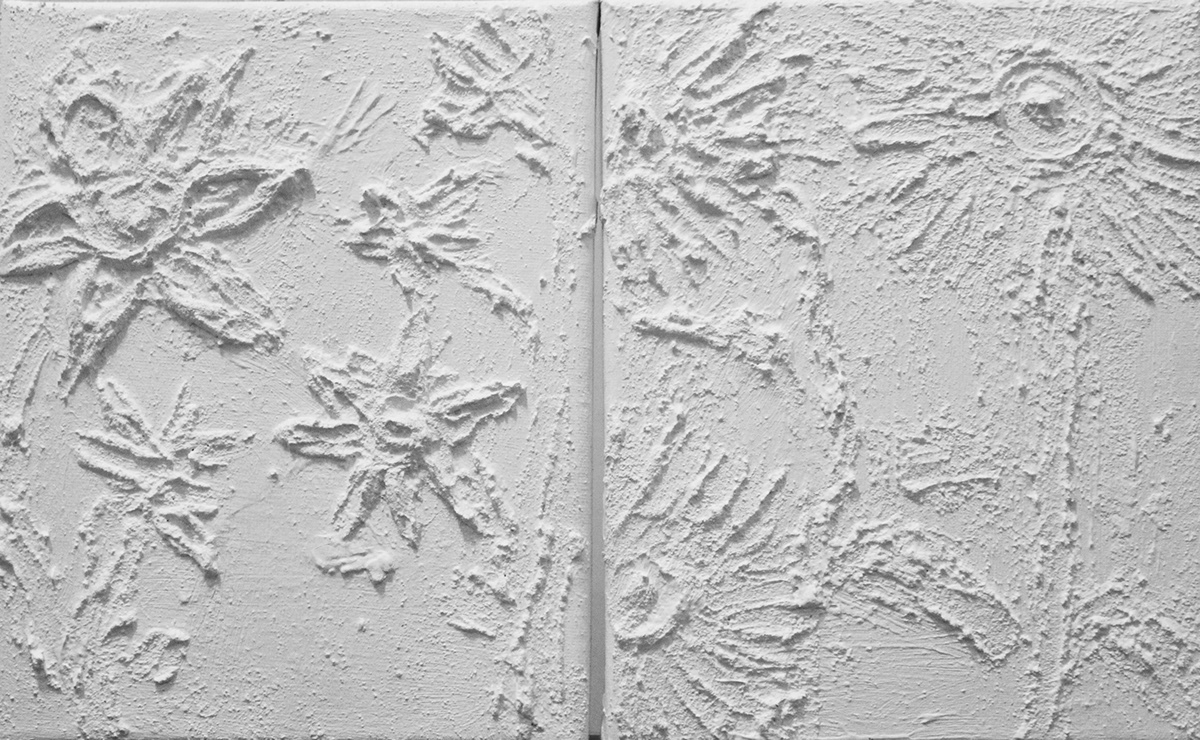 acrylic abstract portrait conceptual nature vs nurture Shadows White