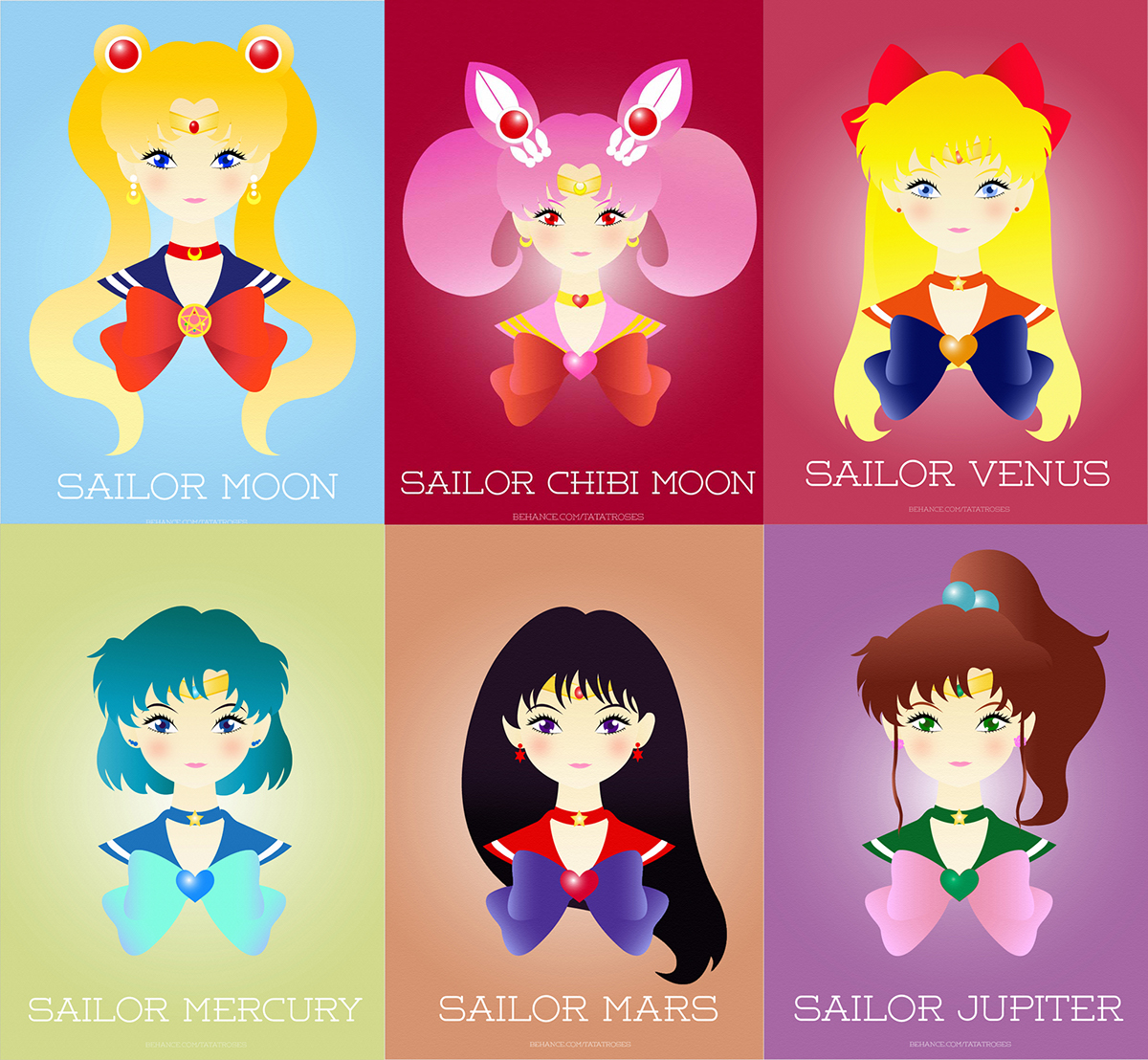 sailormoon Sailor Senshi anime Sailor Venus Sailor Mars Sailor Jupiter sailor mercury sailor chibi moon usagi vector kawaii