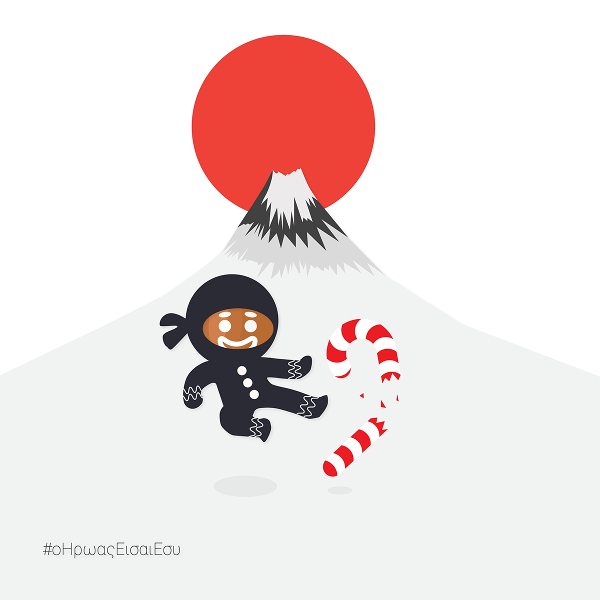candycane funny Hero ILLUSTRATION  illustration art japanesse mountains poster red winter