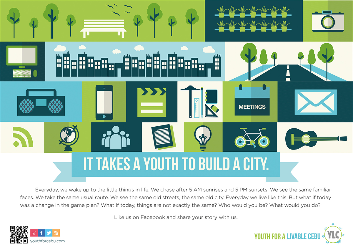 YLC cebu philippines Kat Bacasmas kbacasmas youth advocacy campaign advocacy posters UI non-profit organization icons livable Urban Smart Living