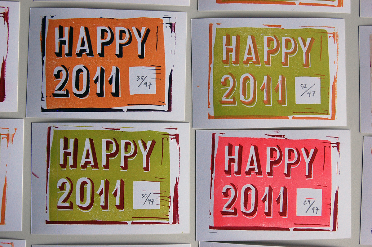 Seasonal greeting  Greeting Cards  Stamps linocut hand-made  Rubber blocks