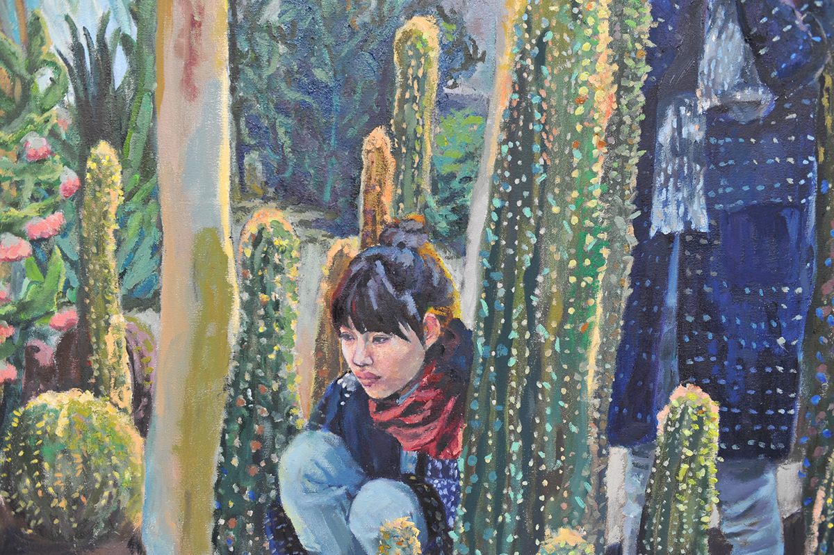 oil on canvas cactus preservative desert winter sweater contrast portrait selfportrait Nature