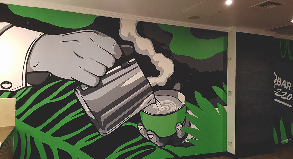 art cafe Cafe Art green handmade Mural mural artist paint painting   wall art