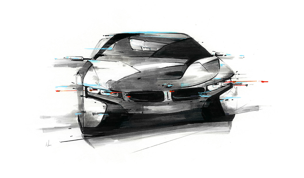 alexis Marcou Mutabor tombow BMW futuristic stand car design copic markers derwent pencils wacom automotive  