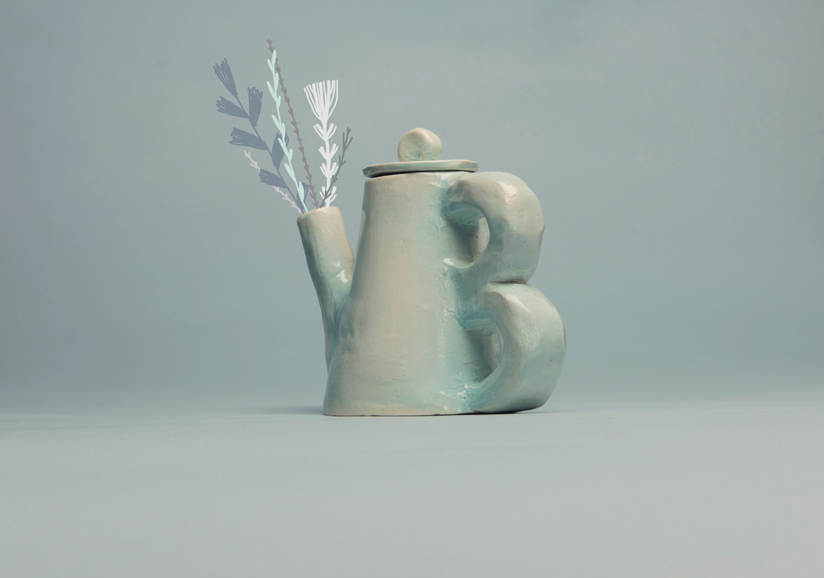 ceramic teapot product design  Vase Pottery clay tabletop Flowers glaze