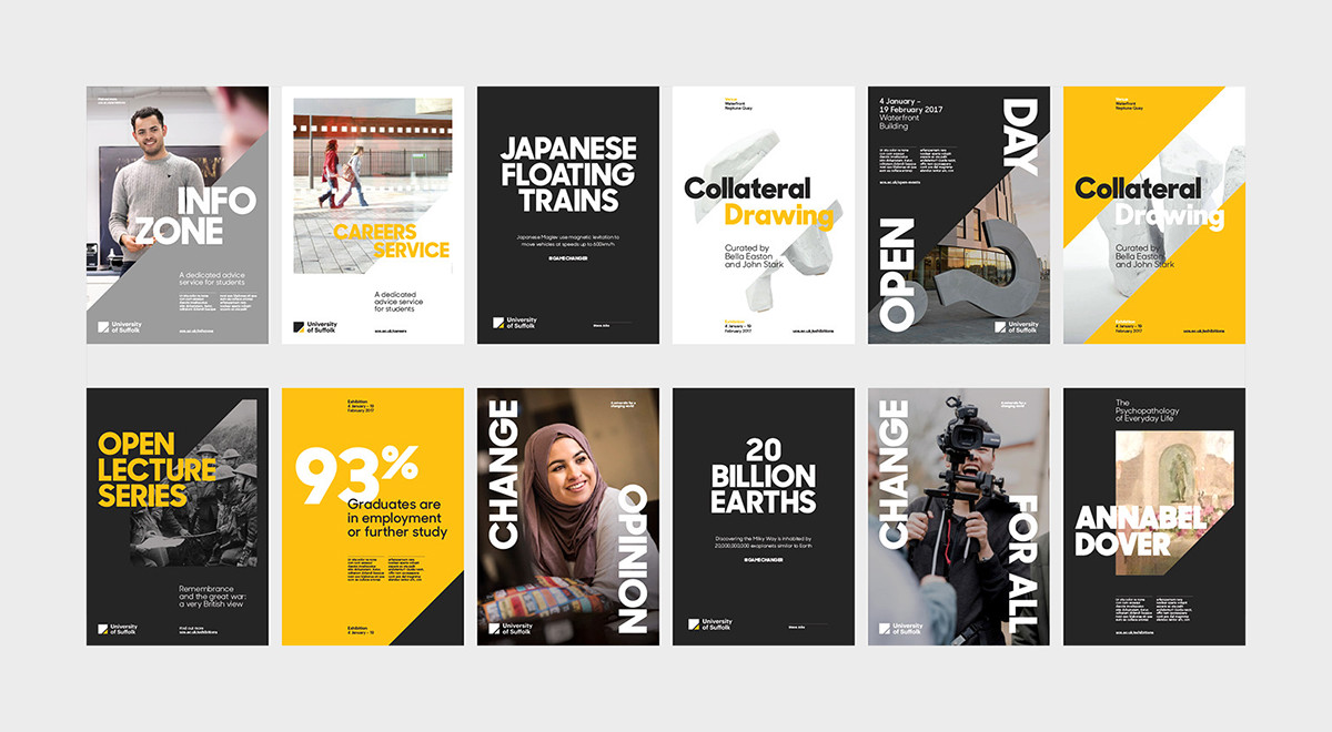 University Education branding  logo angle brochure campaign guidelines wayfinding Signage