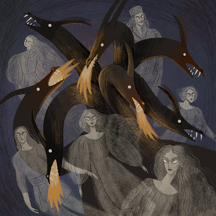 Character design  cottagecore dark art dragon Folklore folktale FOX ILLUSTRATION  witch