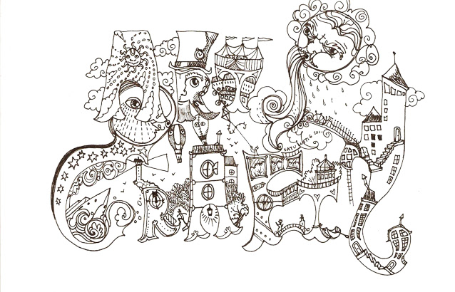 characters extraordinary b/w colorful people animals Circus dreams eyes Marker mysterious underwater surreal weird