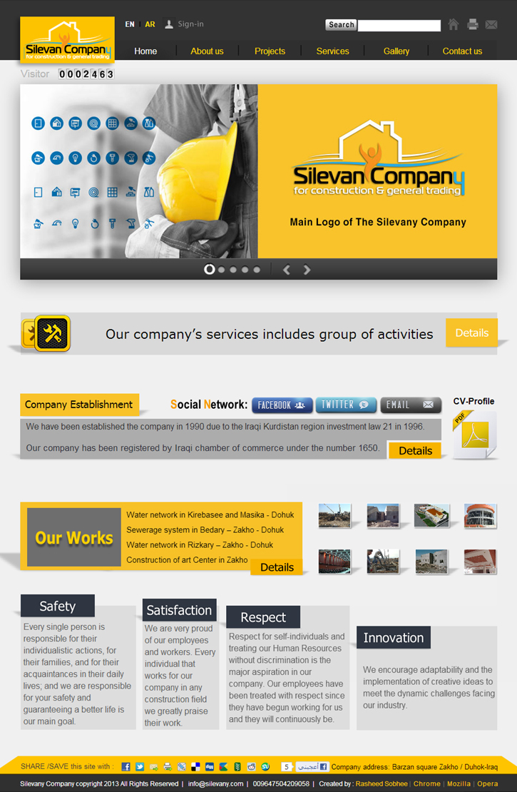 Web Design  UI Layout css Web site icons HTML yellow business machines construction house General Trading Investment