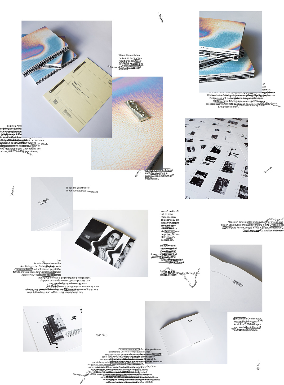 bachelor book editorial design  glitching gradient holographic mental health print stimulus satiation typography  
