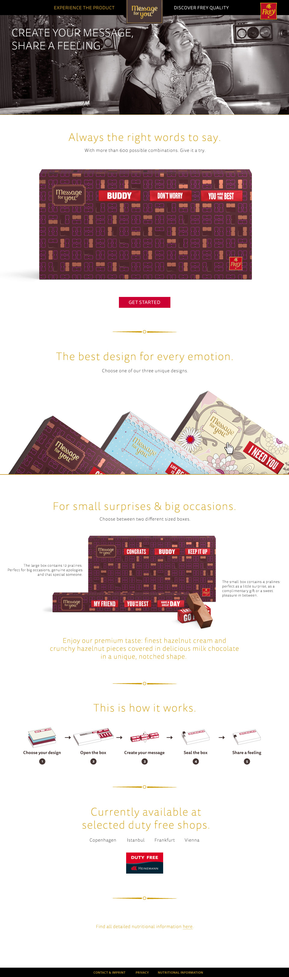 interaction Editor demonstration chocolate swiss Praline landing page Responsive