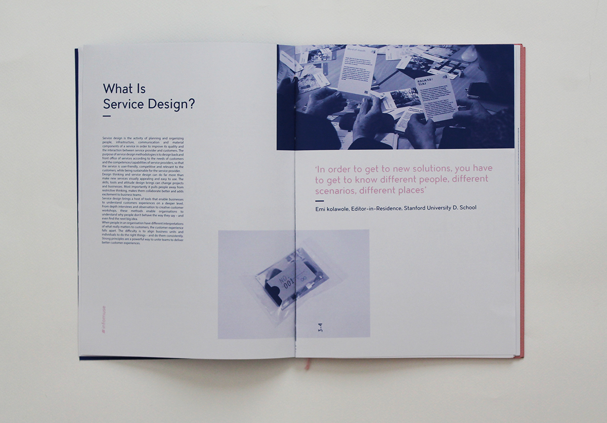 service design servicedesign services pink blue Data info muse book Booklet editorial