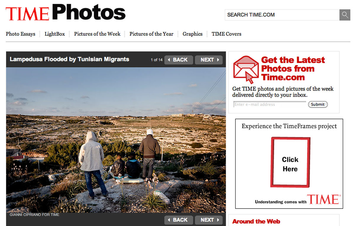 tear sheets time photo publication lampedusa New York New York Times Wall street journal