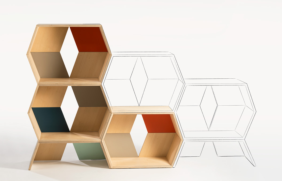 Adobe Portfolio plywood shelves modular Grad Show 2015 risd color maple