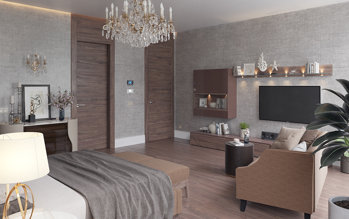 apartment visualization interior design  bedroom bathroom modern architecture elegance CGI