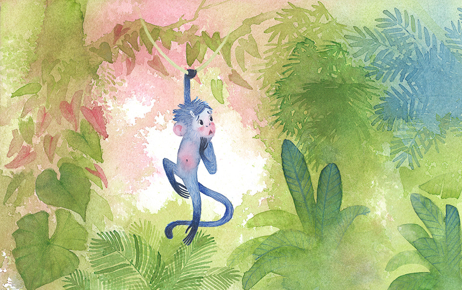 ILLUSTRATION  Character design  Drawing  hand drawing watercolor monkey jungle jungle illustration fear anxiety