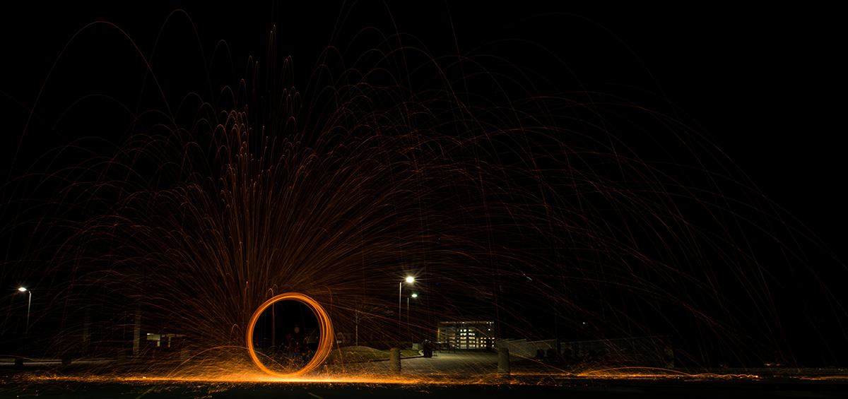 steel wool sparks night long exposure grinder
