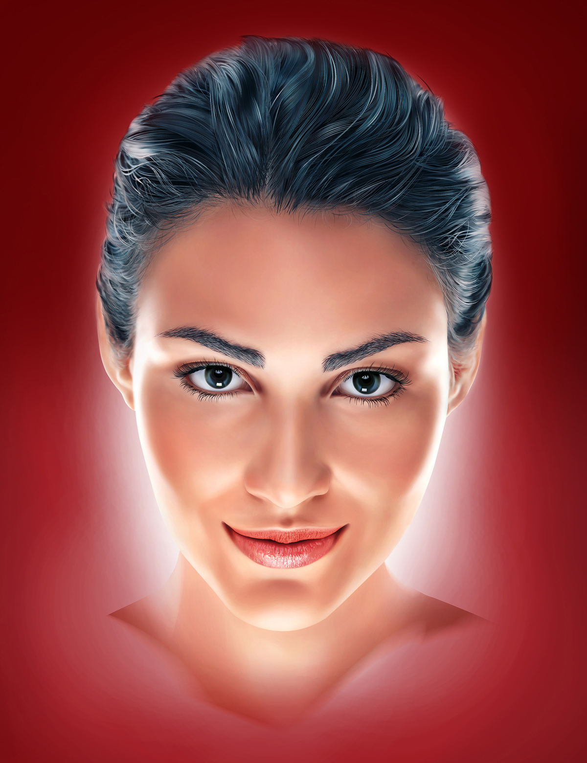 Digital Air Brush Portrait Loreal Model  in Photoshop  on 