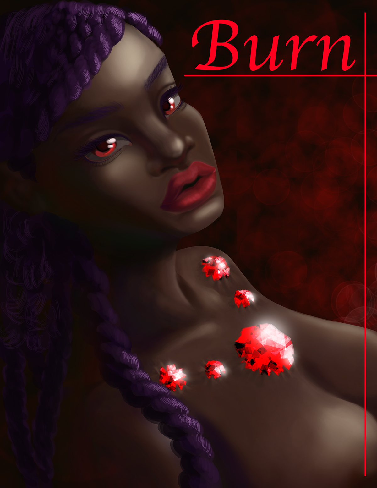 gem jewel ruby ebony black burn passion purple twists red Pout woman Beautiful