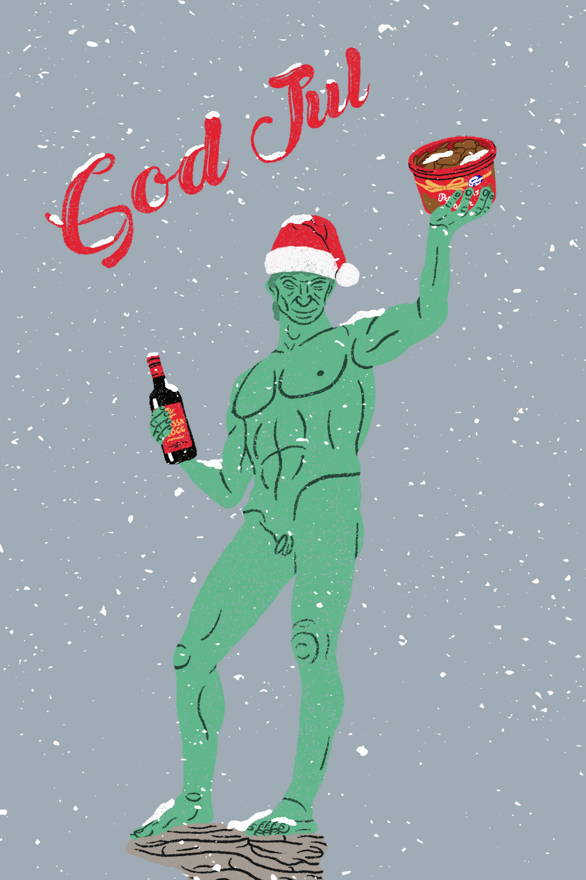 Christmas card mer kött jul KUL Kungen black White snow Lowlands x-mas Sriracha Tree  julgran