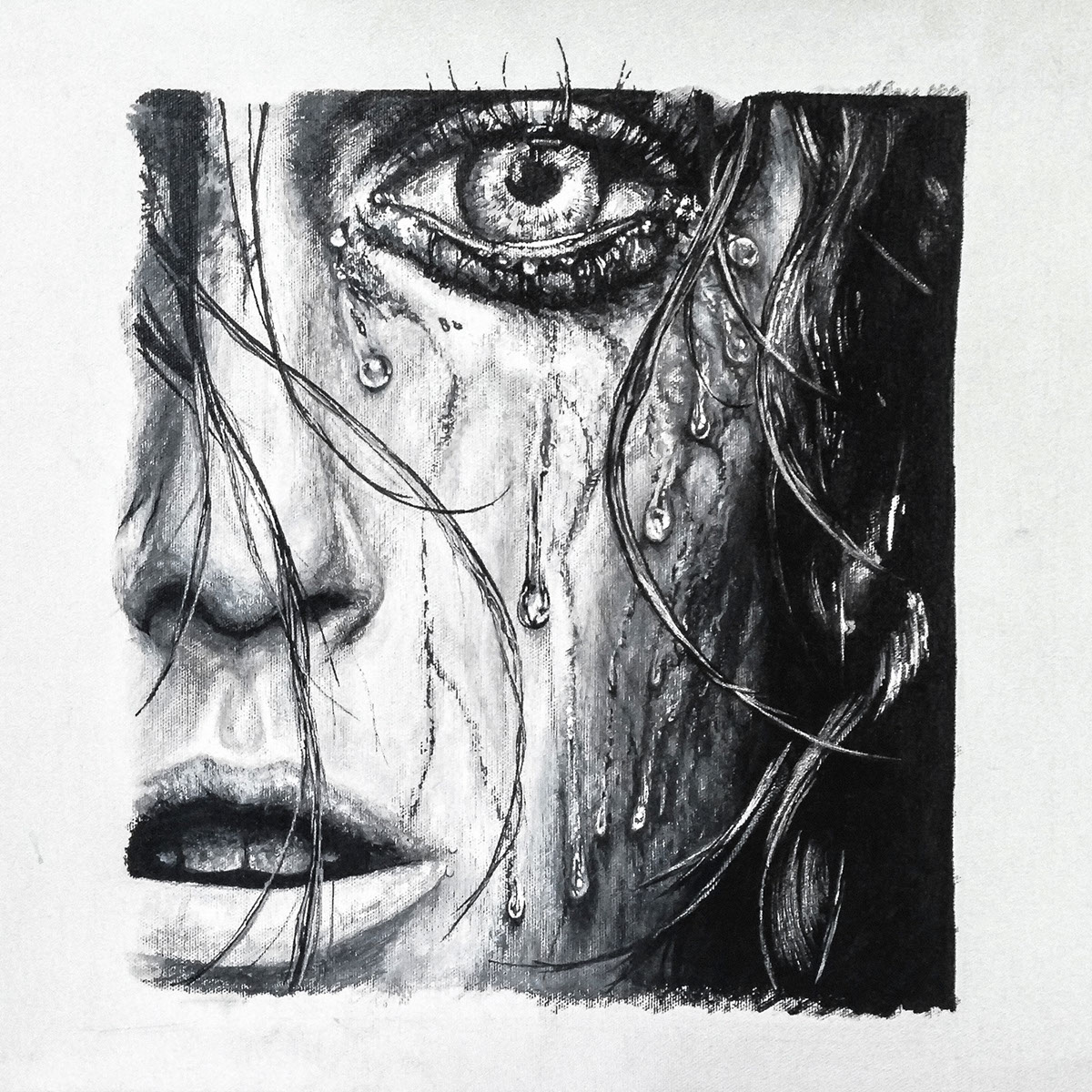 markers sharpie Sharpies crying Emotional mixed media chalk pastel grunge canvas
