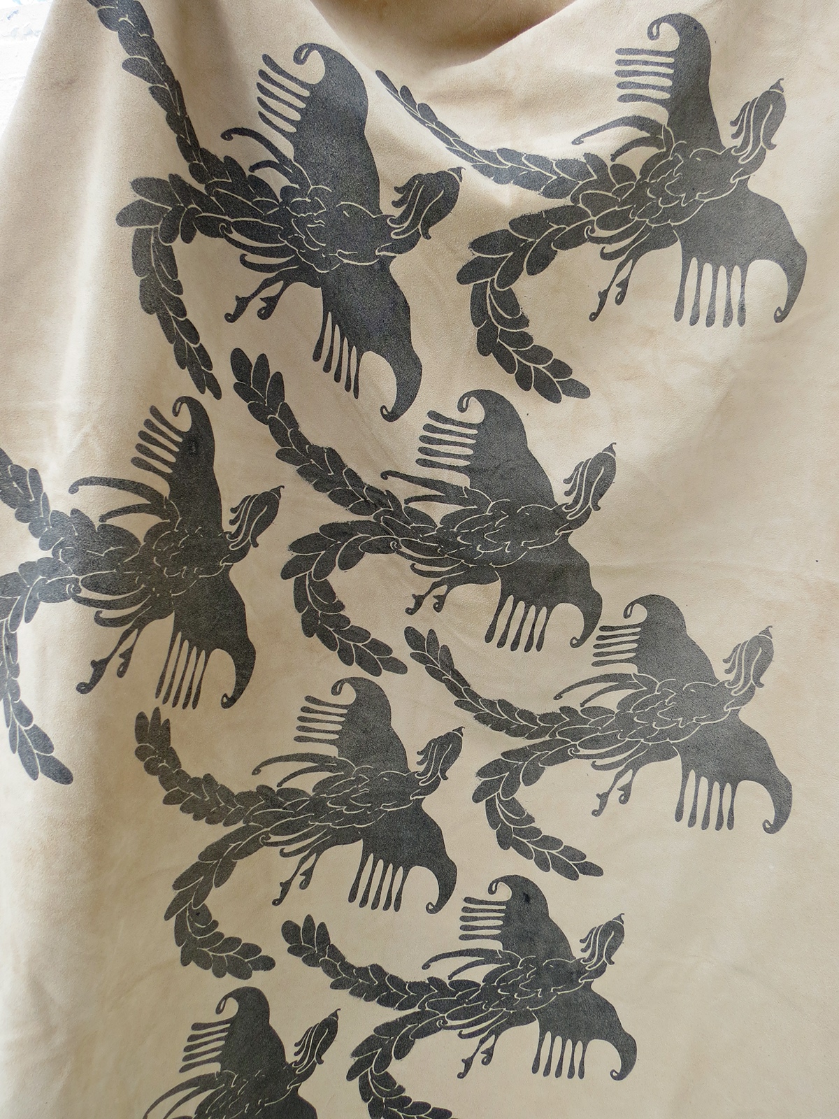 Phoenix birds prints Patterns suede leather vintage glasses