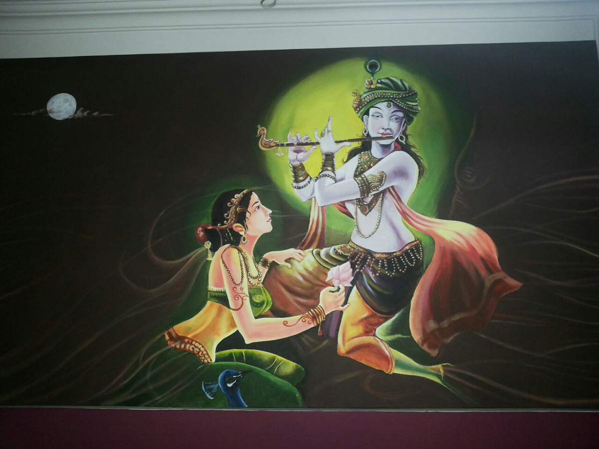 Radha krishna Paintings acrylic on canvas drawings