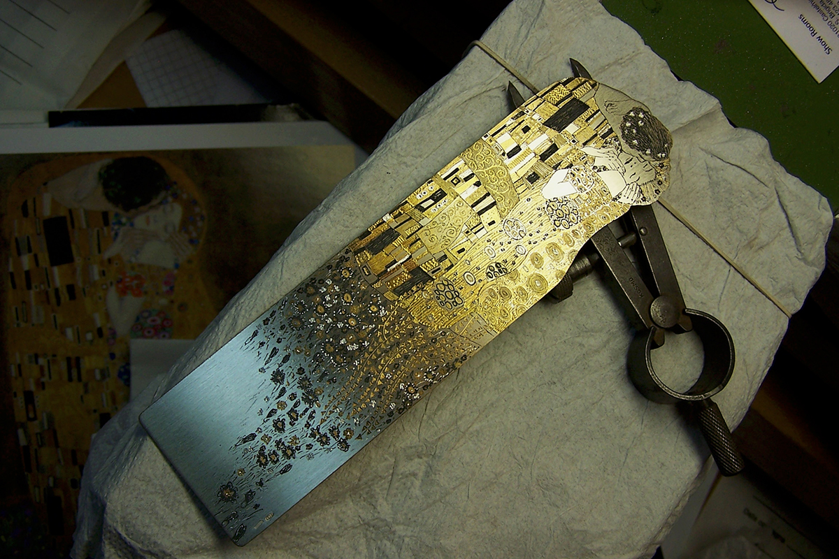 Klimt kiss bookmarks silver gold gift arts fine art handmade