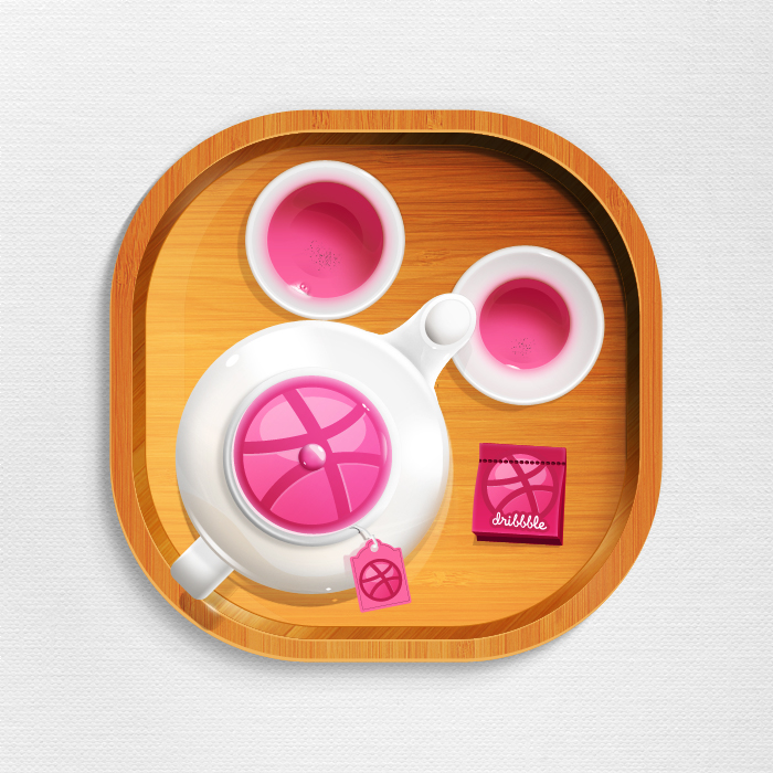 dribbble tea teapot tea pot pink clean Illustrator Icon app wooden chinese china