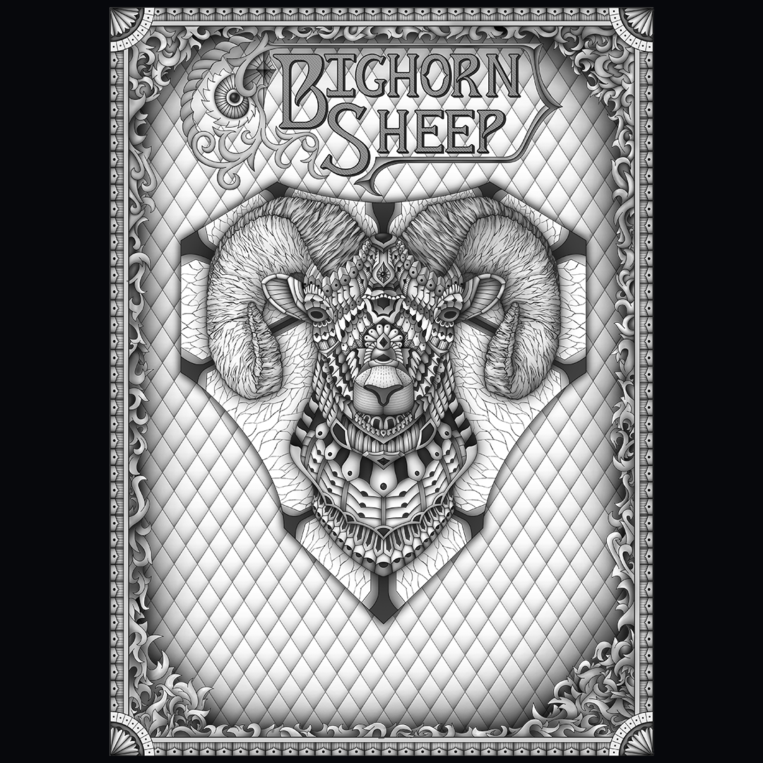 bighornsheep mountaingoat ornate posterdesign GRAPHICARTIST Drawing  detailed intricate zentangle psychedelic