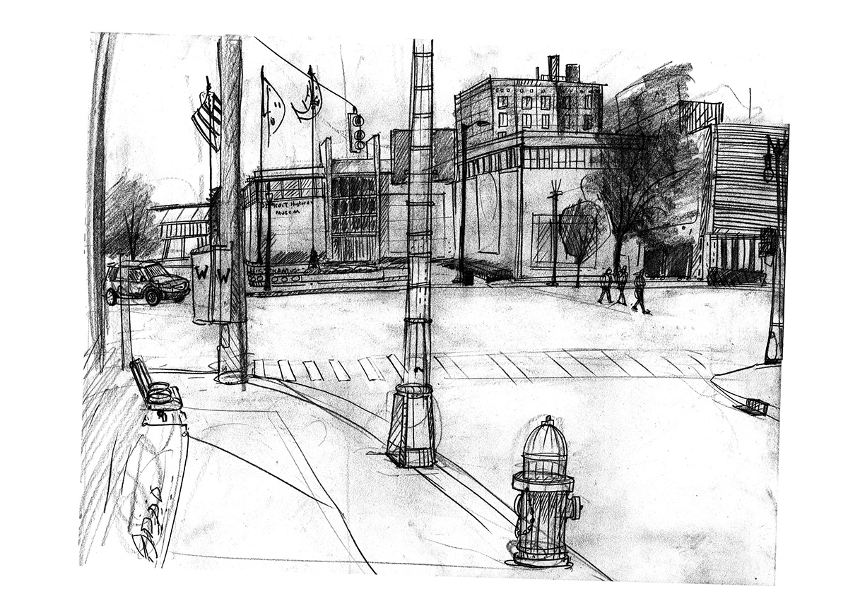 intersections sketches sketch grahphite detroit
