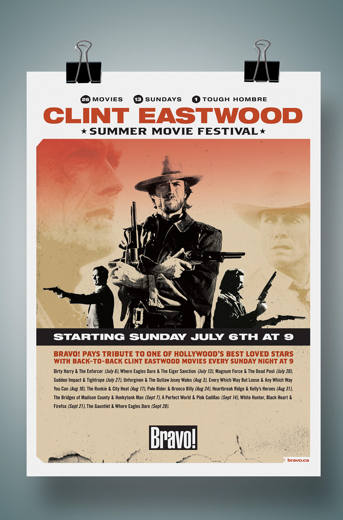Clint Eastwood Bravo! Canada western films Movies torn paper