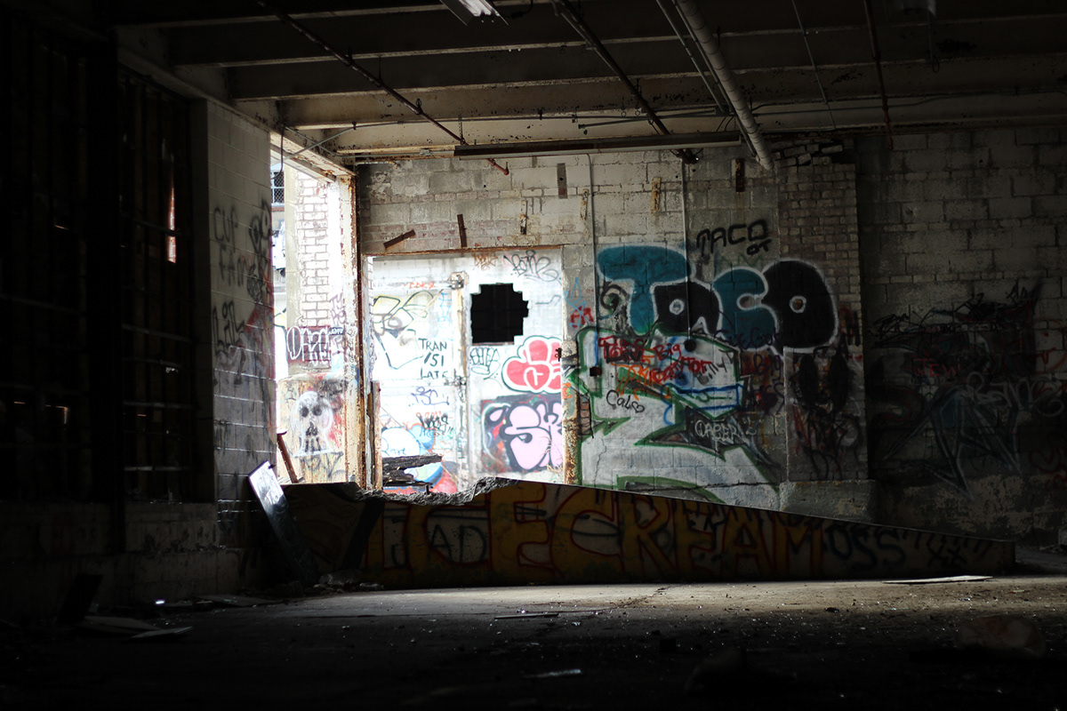 abandonded broken imperfect Urban exploring factory spray paint forgotten rotting