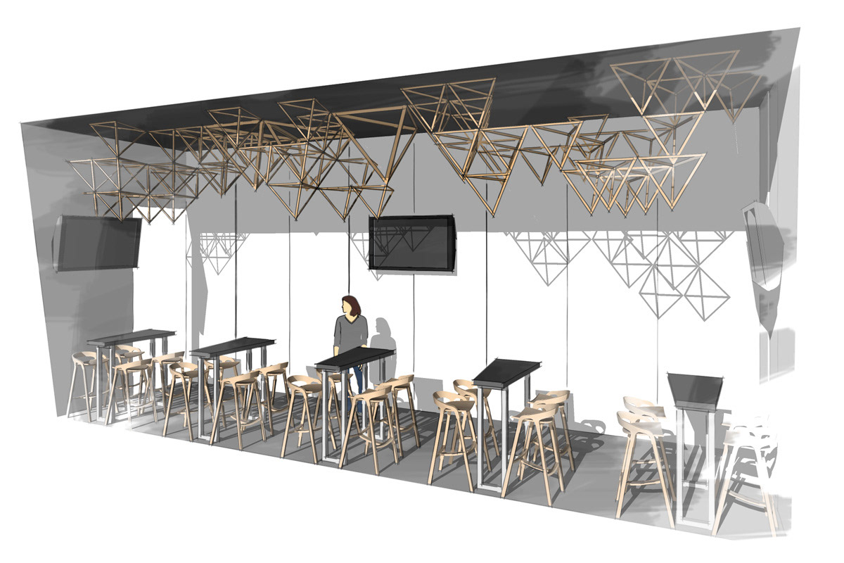 architecture Food  Interior piramid Render restaurant triangle visualization
