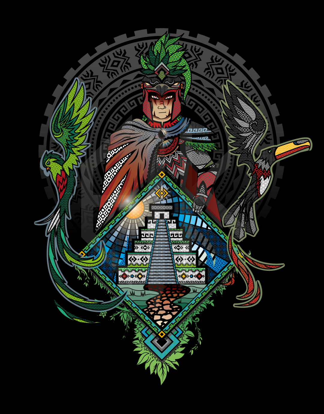 artwork Digital Art  Guatemala ilustracion mayan mexico vector aztec folk warrior