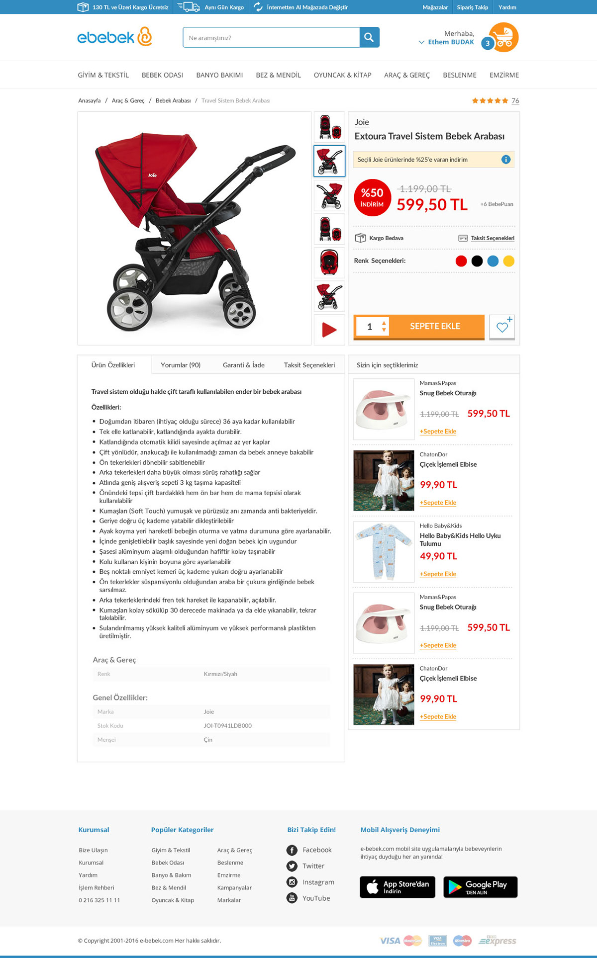 ebebek.com ux UI redesign Product Detail Page Ecommerce