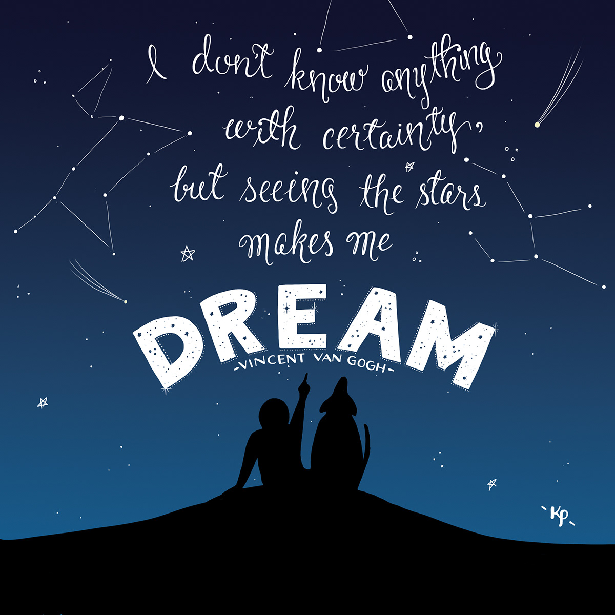 HAND LETTERING lettered fonts Space  Constellations starry night night sky Star Gazing dog