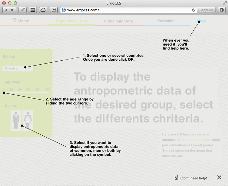 Ergonomics  Data database  designer  web tool  tool  website